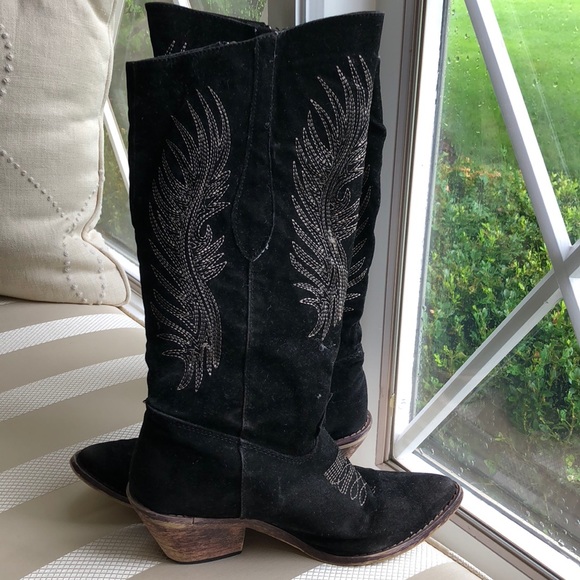 MUST GO BY 8/5: Zip Up Suede Cowboy Style Boots - Picture 3 of 5
